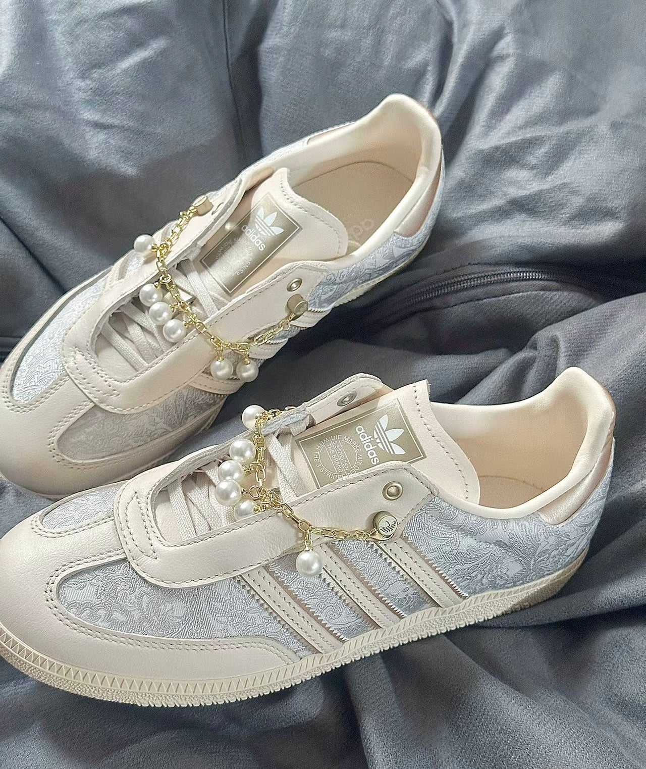 (秋季優惠) Adidas Originals Samba 米色刺繡 (JQ2616)