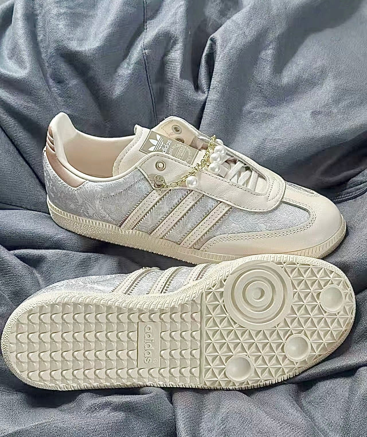 (秋季優惠) Adidas Originals Samba 米色刺繡 (JQ2616)