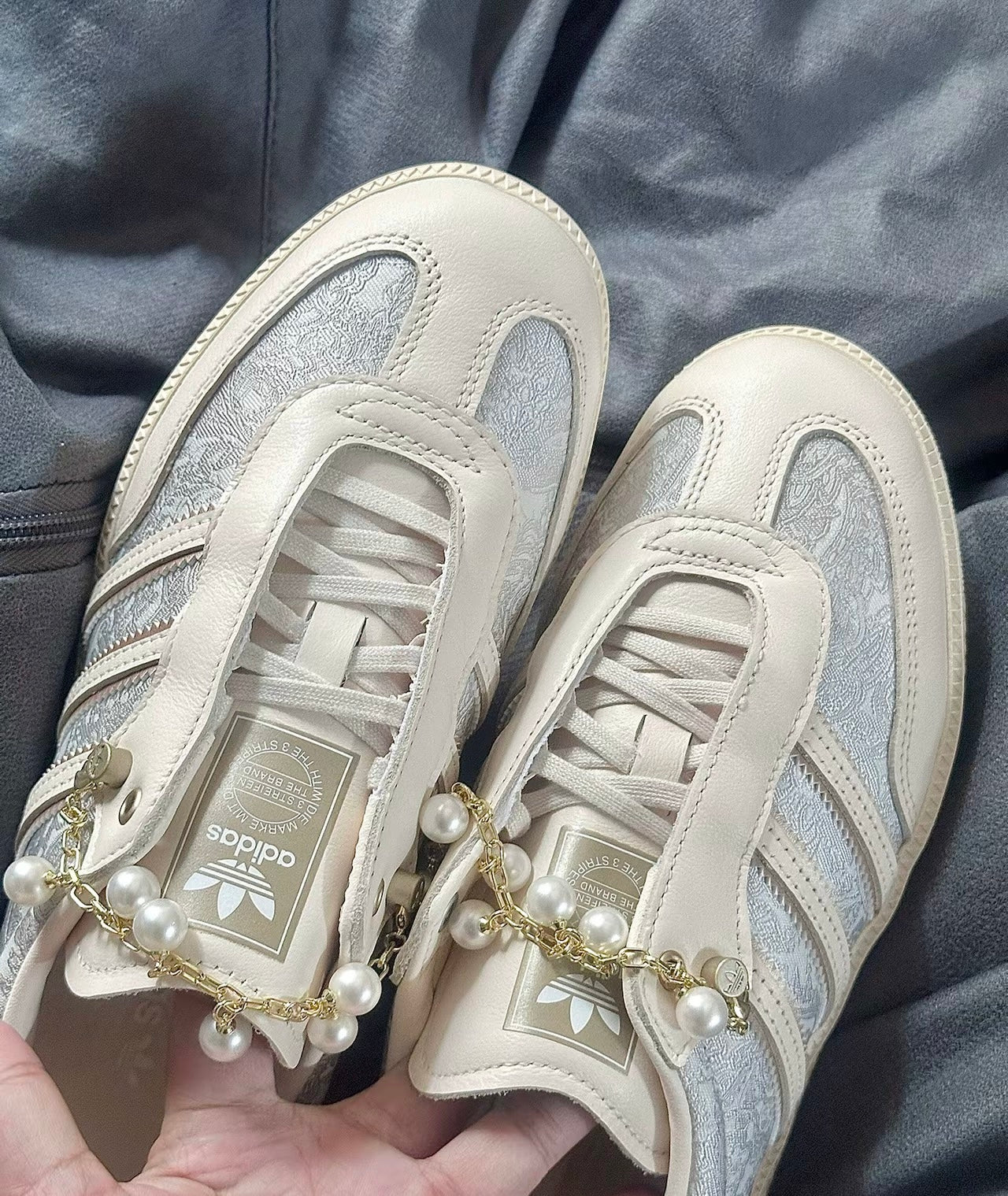 (秋季優惠) Adidas Originals Samba 米色刺繡 (JQ2616)