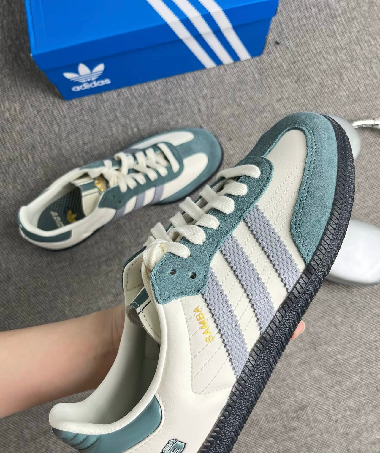 Adidas Originals Samba 白綠漆皮 (JP9222)