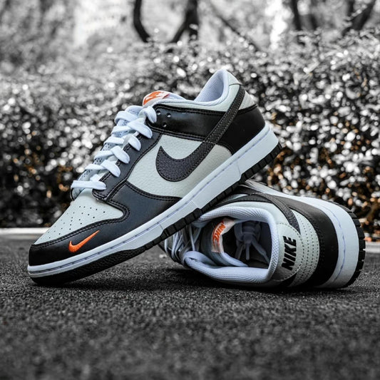 Nike Dunk Low - Grey Black Orange Mini Swoosh (FN7808-001)