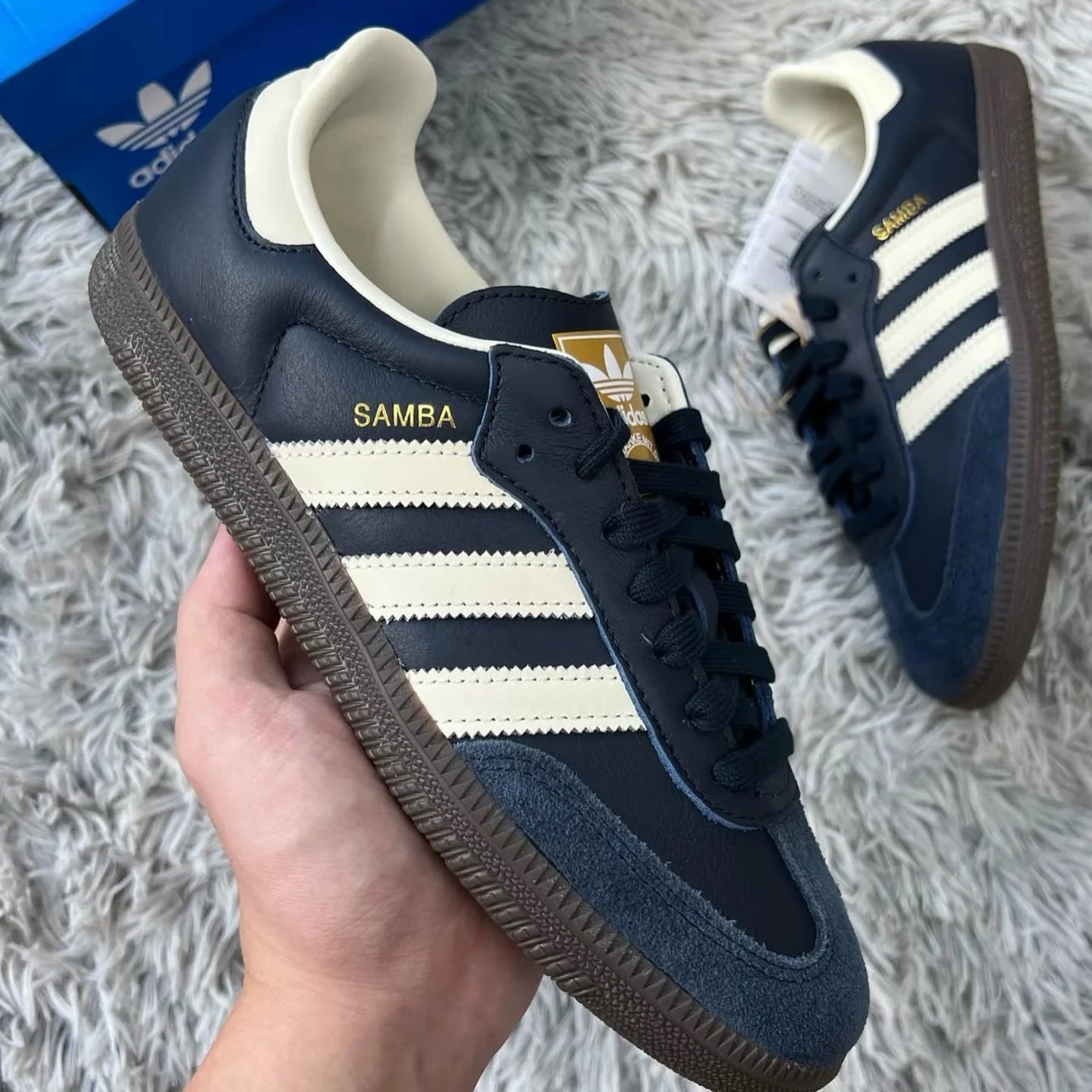 Adidas Originasls Samba 奶油午夜藍 (ID2056)