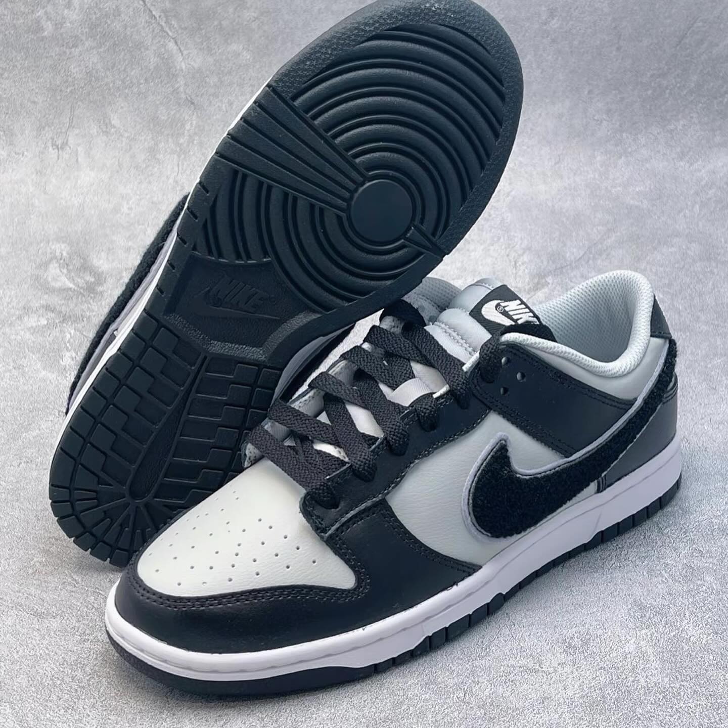 Nike Dunk Low Chenille Swoosh Black Grey (DQ7683-001)